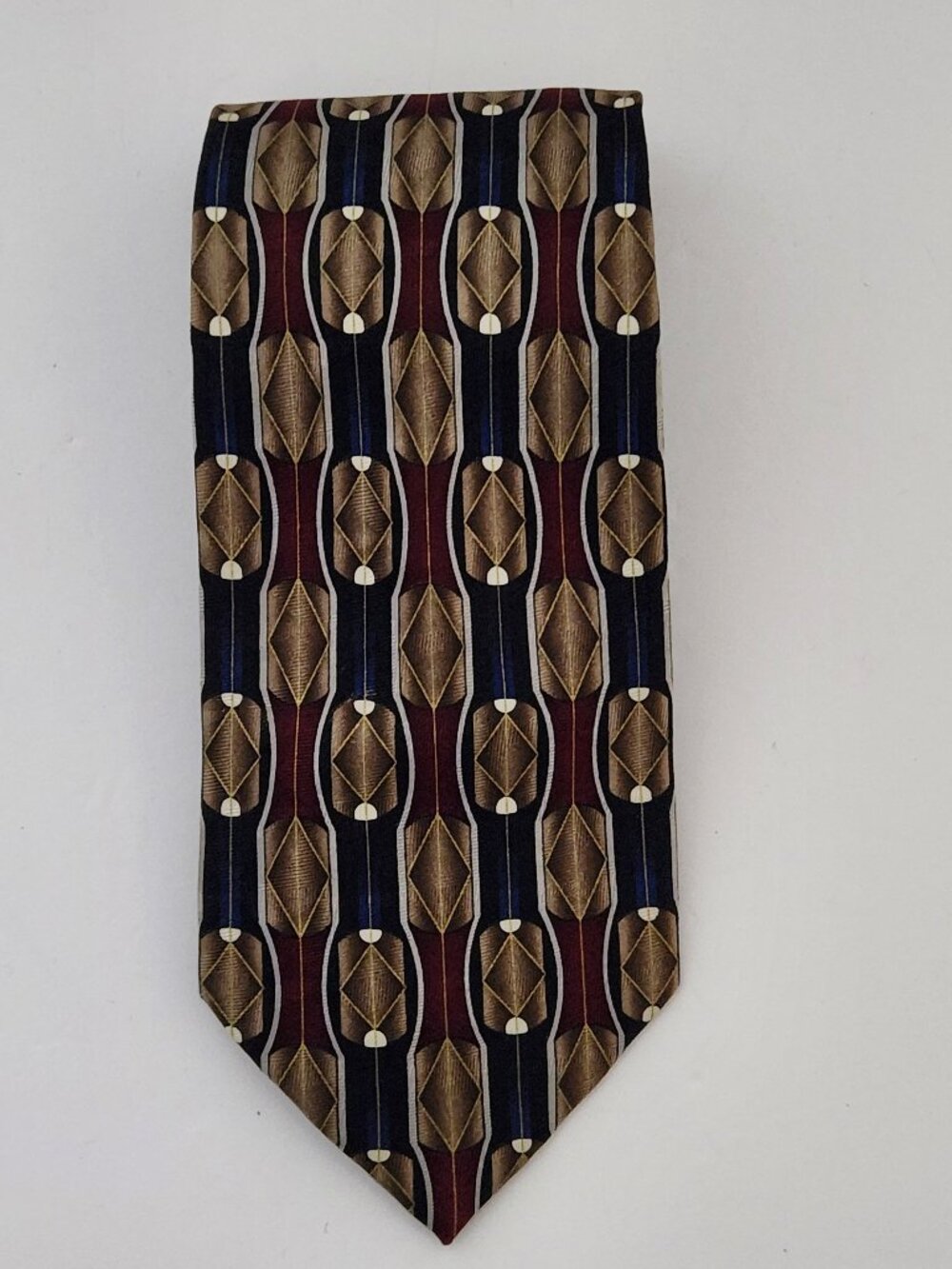 Vintage Nicola Paone Pure Silk Tie Retro-Futuristic Art Deco Revival Grandpacore